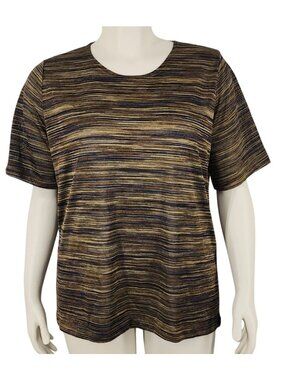 Women's Vintage Bon Worth Striped Sparkly Lightweight Blouse Shirt Medium Lurex